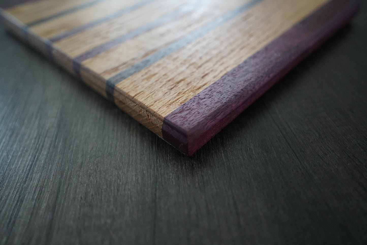 Handcrafted Cutting Board: Oak, Purpleheart & Wenge - Petite Size - Charcuterie